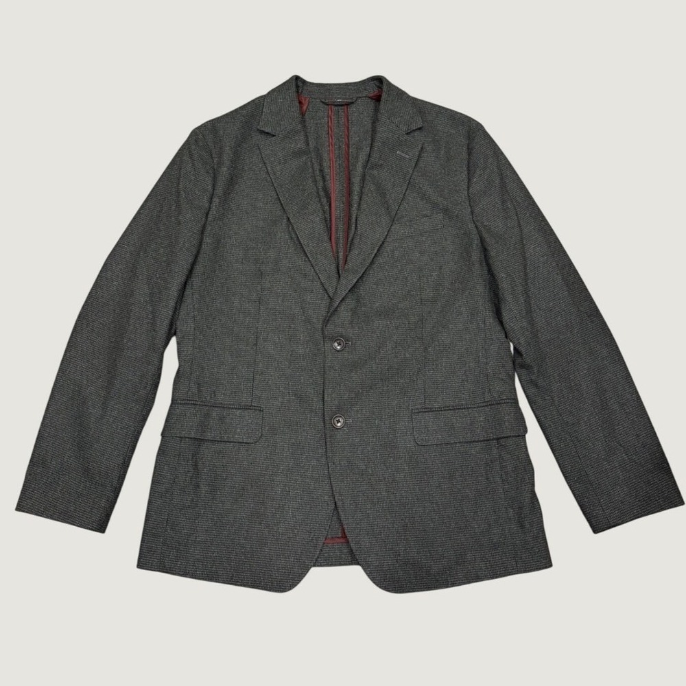 Bonobos Gray Unstructured Athletic Houndstooth Blazer Italian Yarn Wool Blend 42